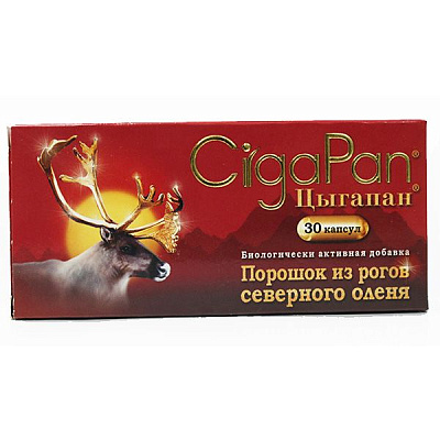 Порошок рогов Северного оленя для взрослых Общеукрепляющее средство Цыгапан, 400 мг, 30 капсул