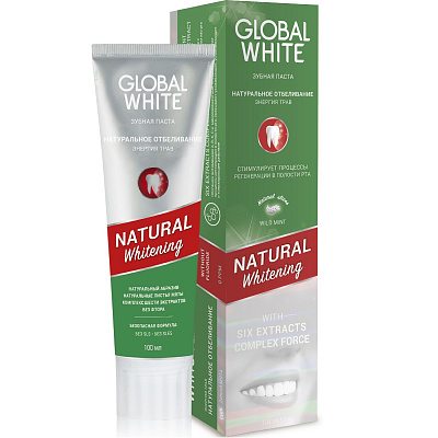 Зубная паста Global White Натуральное отбеливание Энергия трав, 100 мл
