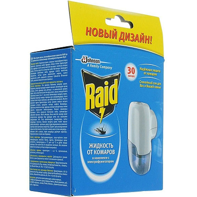 Жидкость от комаров 30 ночей 21,9 мл в комплекте с электрофумигатором SCJ-IC-173 Raid