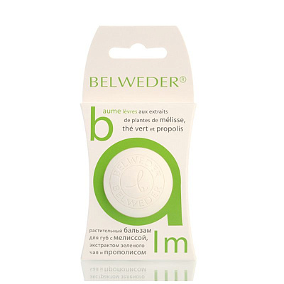 Растительный бальзам для губ с мелиссой, экстрактом зеленого чая и прополисом Belweder, 7,5 г