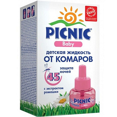 Детская жидкость от комаров с экстрактом ромашки Picnic Baby 45 ночей, 30 мл