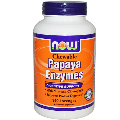 Papaya Enzymes, Папайя Ферменты, Желудочно-кишечный тракт, Now Foods, 360 капсул