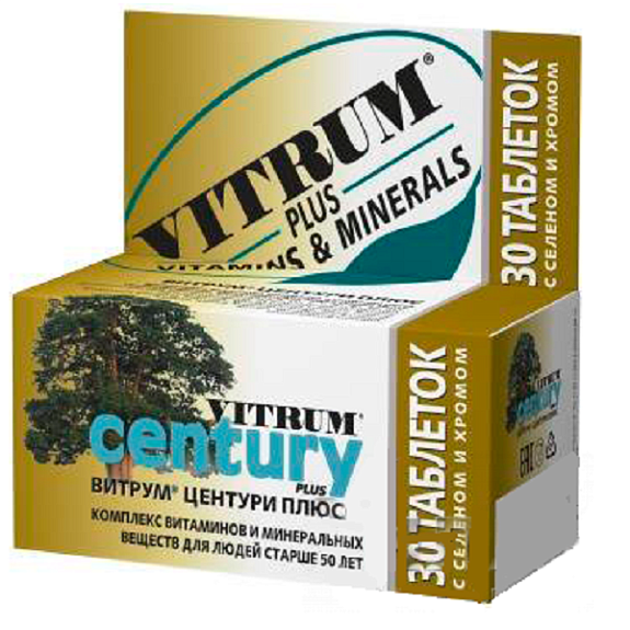 Витаминно-минеральный комплекс для людей старше 50 лет Vitrum Century Plus, 30 таблеток