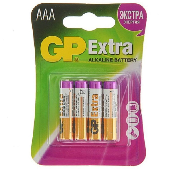Батарейки алкалиновые GP Extra LR03 (AAA) 1.5 V, 4 шт