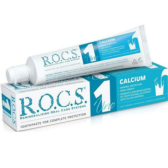 Зубная паста R.O.C.S. Uno Calcium Кальций для активного укрепления эмали, 74 г