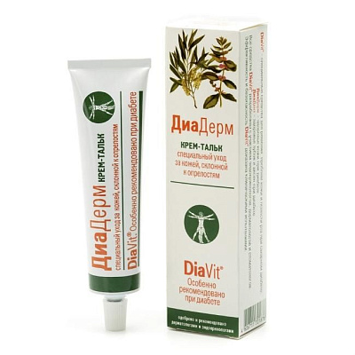 Крем-тальк ДиаДерм для кожи, склонной к опрелостям DiaVit, 75 мл