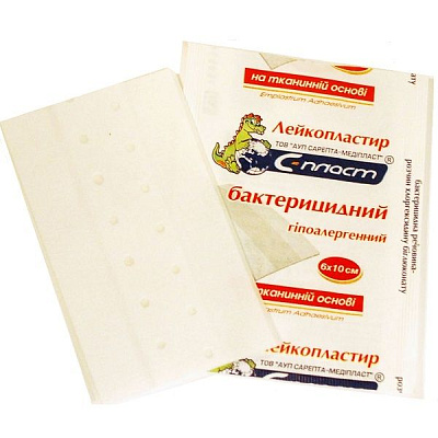Бактерицидный лейкопластырь на тканевой основе С-пласт, 6х10 см