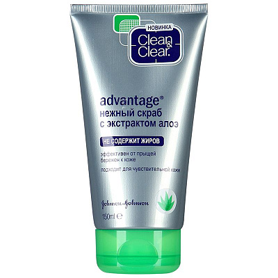 Нежный скраб с экстрактом алоэ от прыщей Clean&Clear® ADVANTAGE®, 150 мл