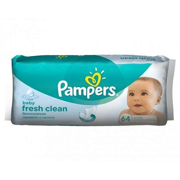Салфетки влажные детские Baby Fresh сменный блок Pampers, 64 шт