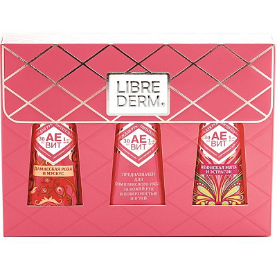 Набор питательных кремов для рук Librederm Аевит Дамасская роза и мускус, 30 мл + Японская мята и эстрагон, 30 мл + Крем без отдушек, 30 мл