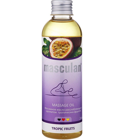 Массажное масло расслаюляющее с ароматом тропических фруктов Masculan, 200 мл