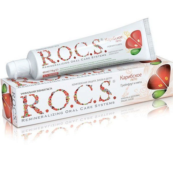 Зубная паста R.O.C.S. Карибское лето со вкусом грейпфрута и мяты, 74 г