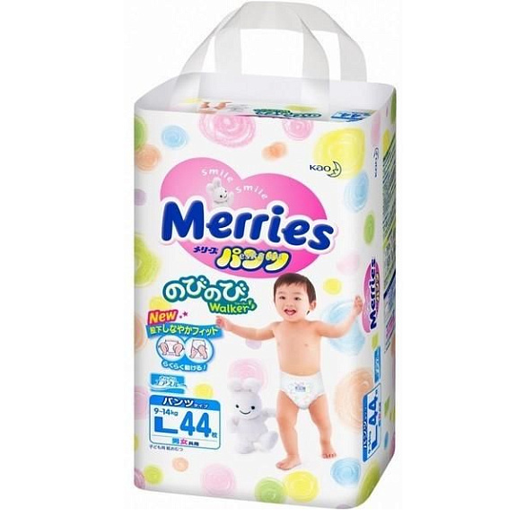 Подгузники для детей L 9-14 кг Merries, 44 шт