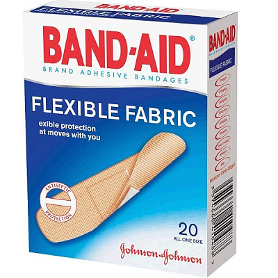 Антисептический лейкопластырь Band-Aid эластичный, 20 шт