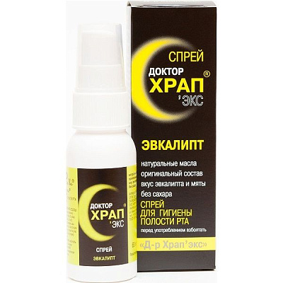 Спрей против храпа Доктор Храп Экс с натуральными маслами и вкусом эвкалипта, 60 мл