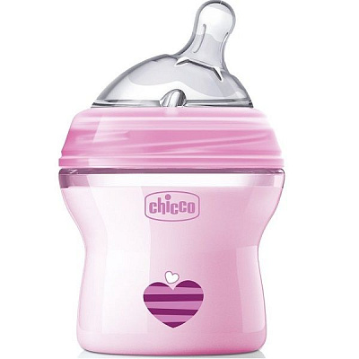 Бутылочка для кормления с силиконовой соской Chicco Natural Feeling от 0 месяцев розовая, 150 мл