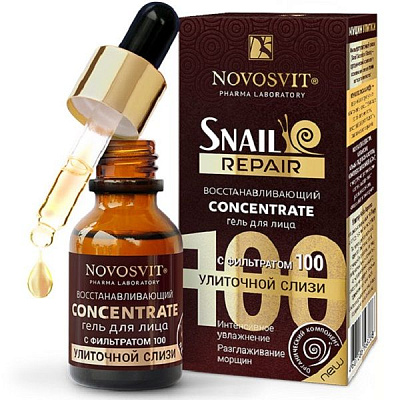 Восстанавливающий Concentrate гель для лица с фильтратом улиточной слизи 100 Snail Repair Novosvit, 25 мл