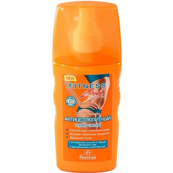 Спрей-лосьон антицеллюлитный термо-актив с жгучим перцем и зеленым чаем Fitness Body, 170 мл