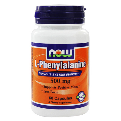 L-Phenylalanine, L-Фенилаланин, Ум и настроение, Now Foods, 500 мг, 60 капсул