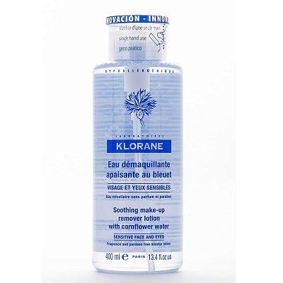 Очищающая вода с экстрактом василька для лица и глаз Klorane, 400 мл