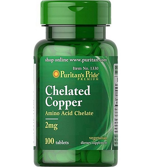 Медь Chelated Copper для обмена веществ Puritan's Pride 2 мг, 100 шт
