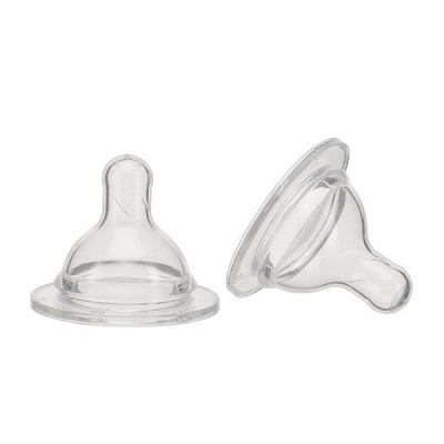 Соска силиконовая широкое горло средний поток от 3 мес. Курносики, 2 шт