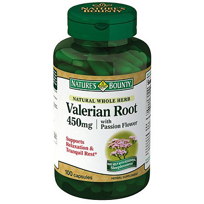 Корень валерианы, Нормализует сон, Nature's Bounty, 450 мг, 100 капсул