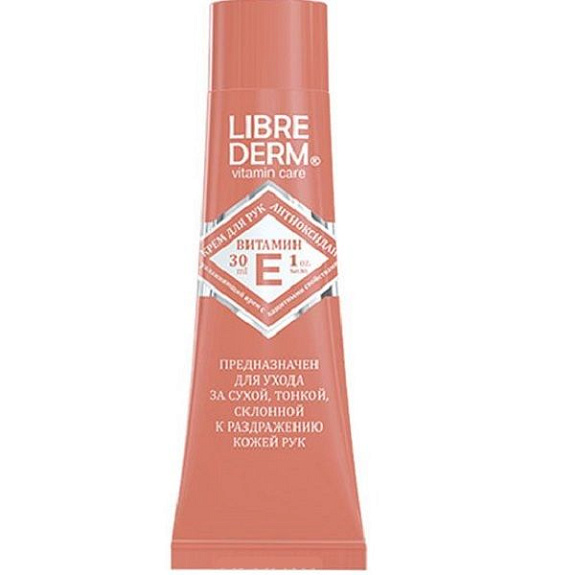 Крем-антиоксидант для рук Librederm Витамин Е без отдушек, 30 мл