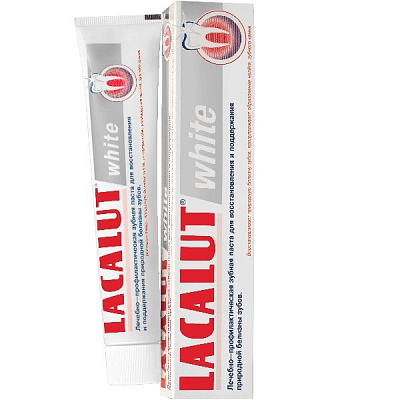 Зубная паста для восстановления и поддержания белизны зубов Lacalut White, 75 мл