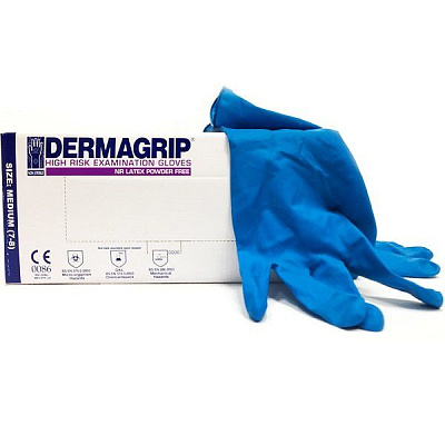 Нестерильные латексные неопудренные перчатки повышенной прочности Dermagrip High Risk размер М, 50 шт
