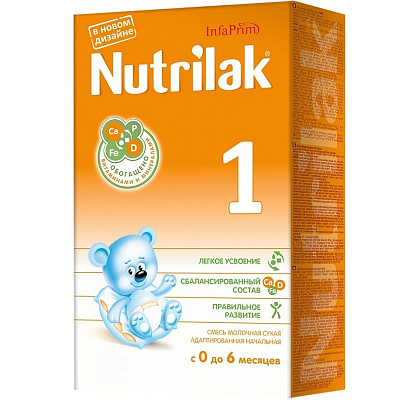 Сухая молочная адаптированная начальная смесь Nutrilak 1, 350 г