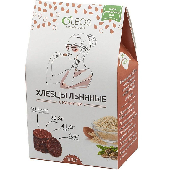 Хлебцы льняные с кунжутом Oleos, 100 г