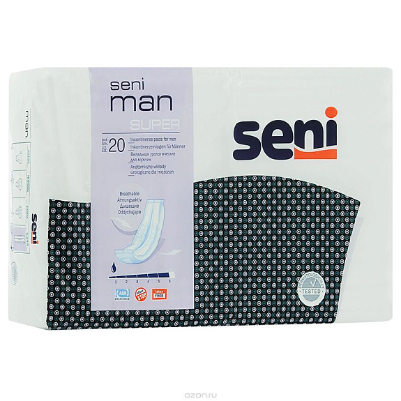 Прокладки man super урологические Seni, 20 шт