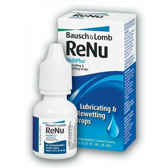 Капли смазывающие Multiplus при ношении контактных линз Renu MPS, 8 мл