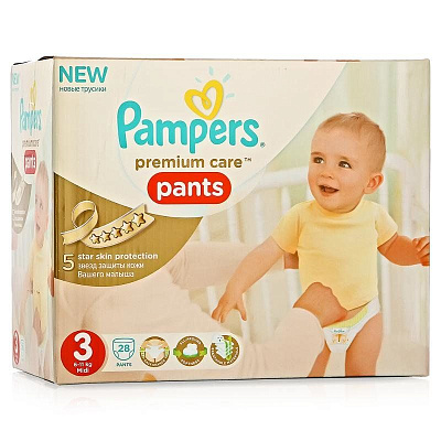 Подгузники-трусики для детей Premium Care Midi Pampers 6-11 кг, 28 шт