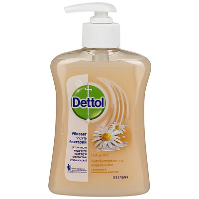 Жидкое антибактериальное мыло для рук Питание с ромашкой и увлажняющим молочком Dettol, 250 мл