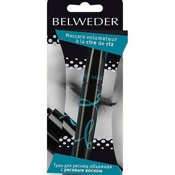Объемная тушь для ресниц Belweder с рисовым воском черная