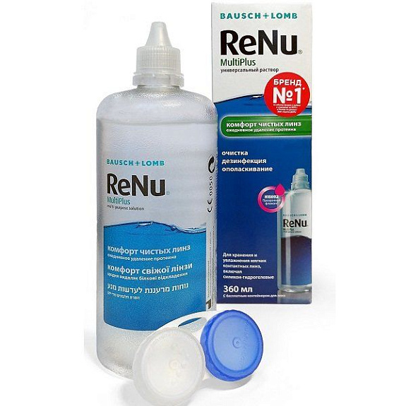 Раствор для ухода за контактными линзами Renu Multiplus, 360 мл