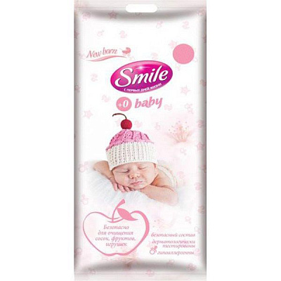 Детские влажные салфетки Smile Baby Newborn 0+, 24 шт