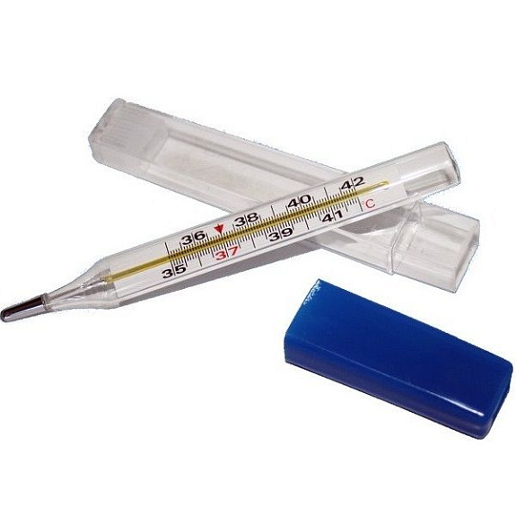 Ртутный термометр в пластиковом футляре