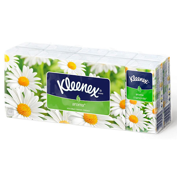 Платочки носовые ромашка Kleenex, 10 х 10 шт