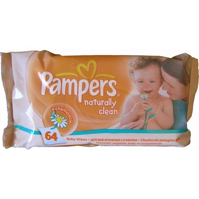 Салфетки влажные детские Natural Clean Pampers, 64 шт