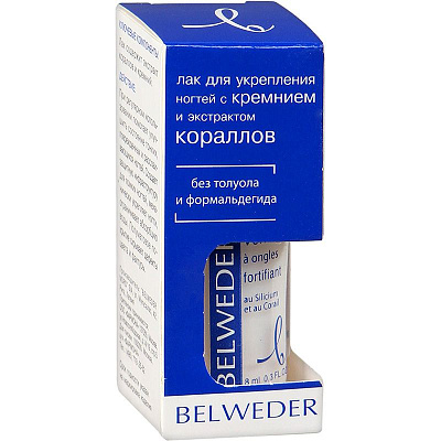 Лак для укрепления ногтей с кремнием и экстрактом кораллов Belweder, 8 мл