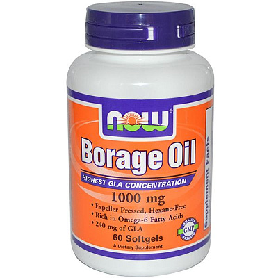 Borage Oil, масло Бурачника, Now Foods, 1000 мг, 60 капсул