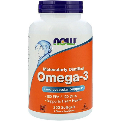 Омега-3 Omega-3 для очищения сосудов Now Foods 1000 мг, 20 шт