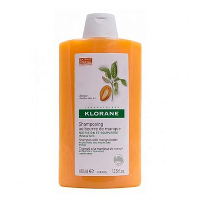 Шампунь с маслом манго для сухих поврежденных волос Klorane, 400 мл