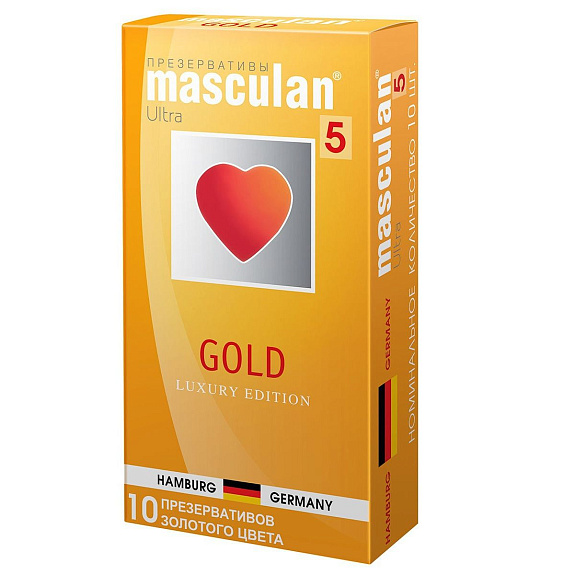 Презервативы Masculan 5 Ultra Gold Золотого цвета, 10 шт