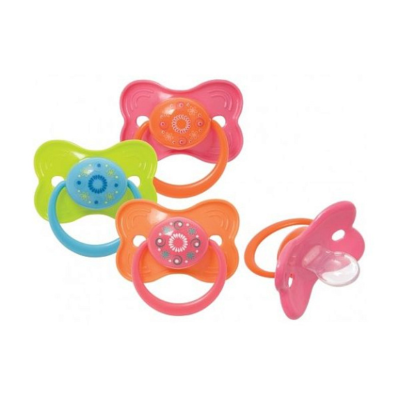 Пустышка силиконовая классическая с кольцом узоры Курносики, 1 шт