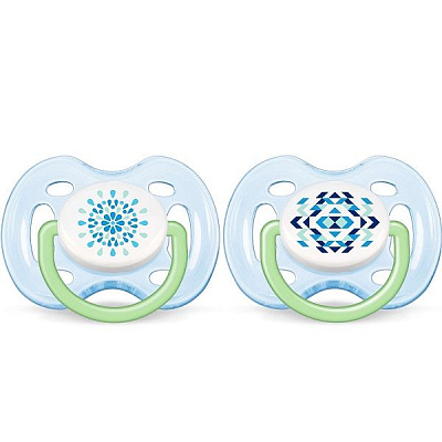 Силиконовая пустышка Avent Freeflow SCF180/25 для мальчиков 0-6 месяцев, 2 шт