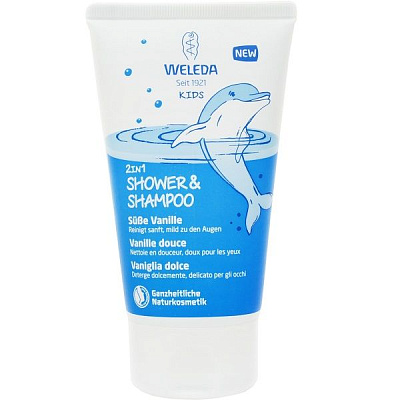 Детский шампунь-гель Weleda для волос и тела 2 в 1 с ароматом ванили, 150 мл